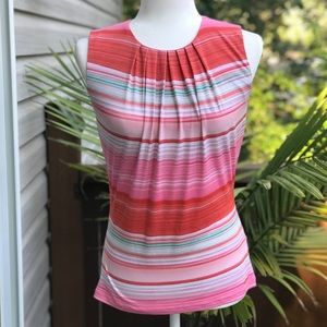 NWT Calvin Klein Pleated Neck Sleeveless Blouse